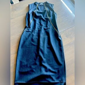 Calvin Klein denim and gold dress.